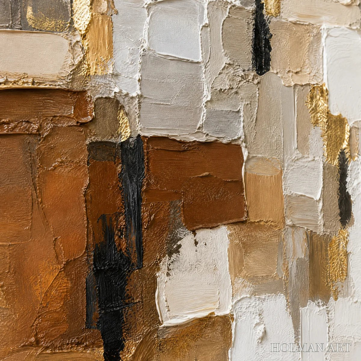 HOLMAN ART Soft Cubes – Neutral Cubist Abstract Oil Painting - image 3