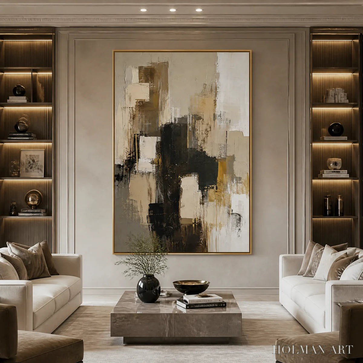 HOLMAN ART Shadow Gold – Neutral Black Gold Abstract - image 5