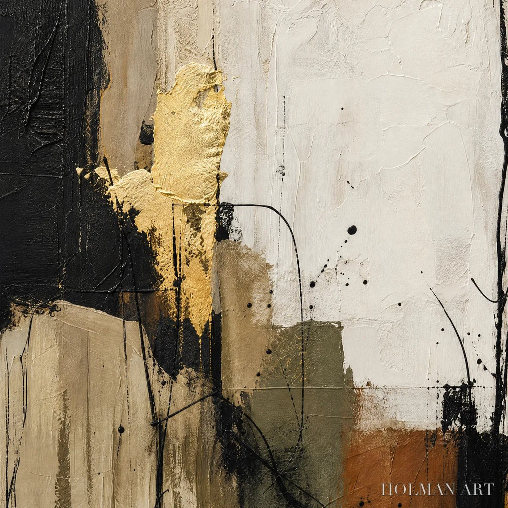 HOLMAN ART Gold Thread – Black Gold Linear Abstract - image 3