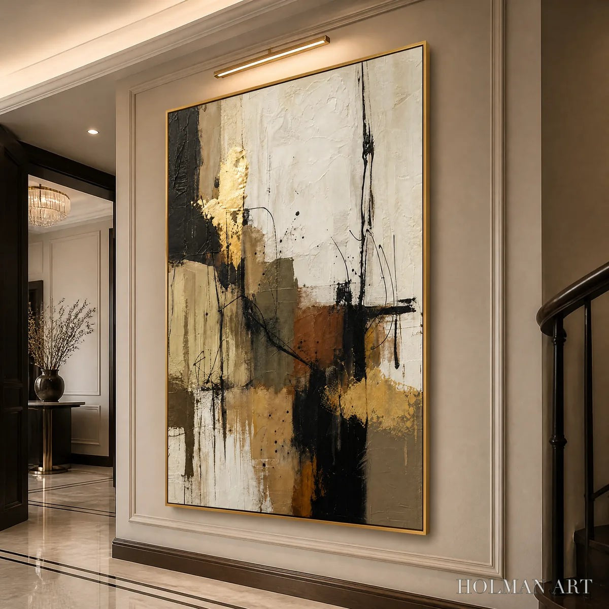HOLMAN ART Gold Thread – Black Gold Linear Abstract - image 4
