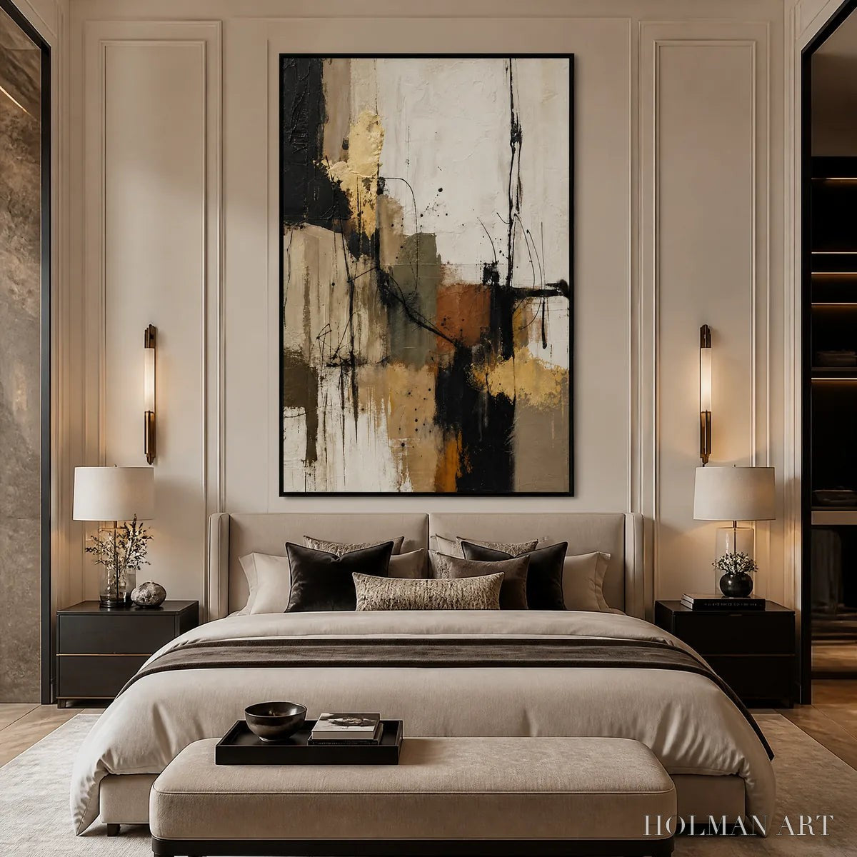 HOLMAN ART Gold Thread – Black Gold Linear Abstract - image 6