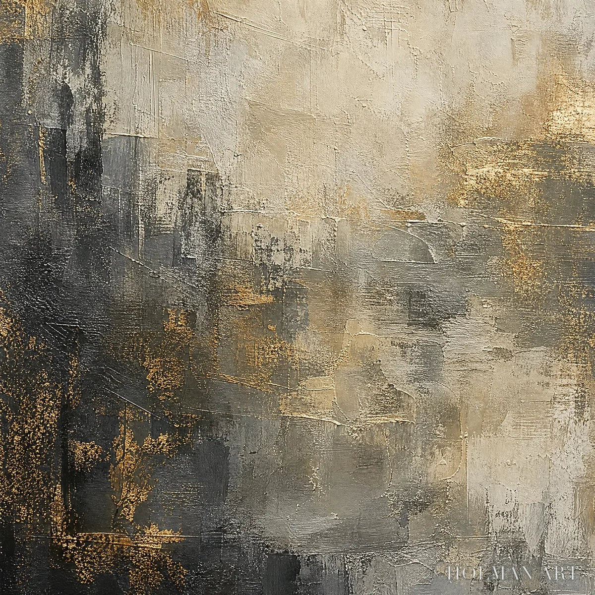 HOLMAN ART Night Aurelia – Moody Gold Black Abstract - image 3