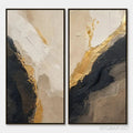 HOLMAN ART Twin Ember – Black Gold Diptych Abstract Set - image 1