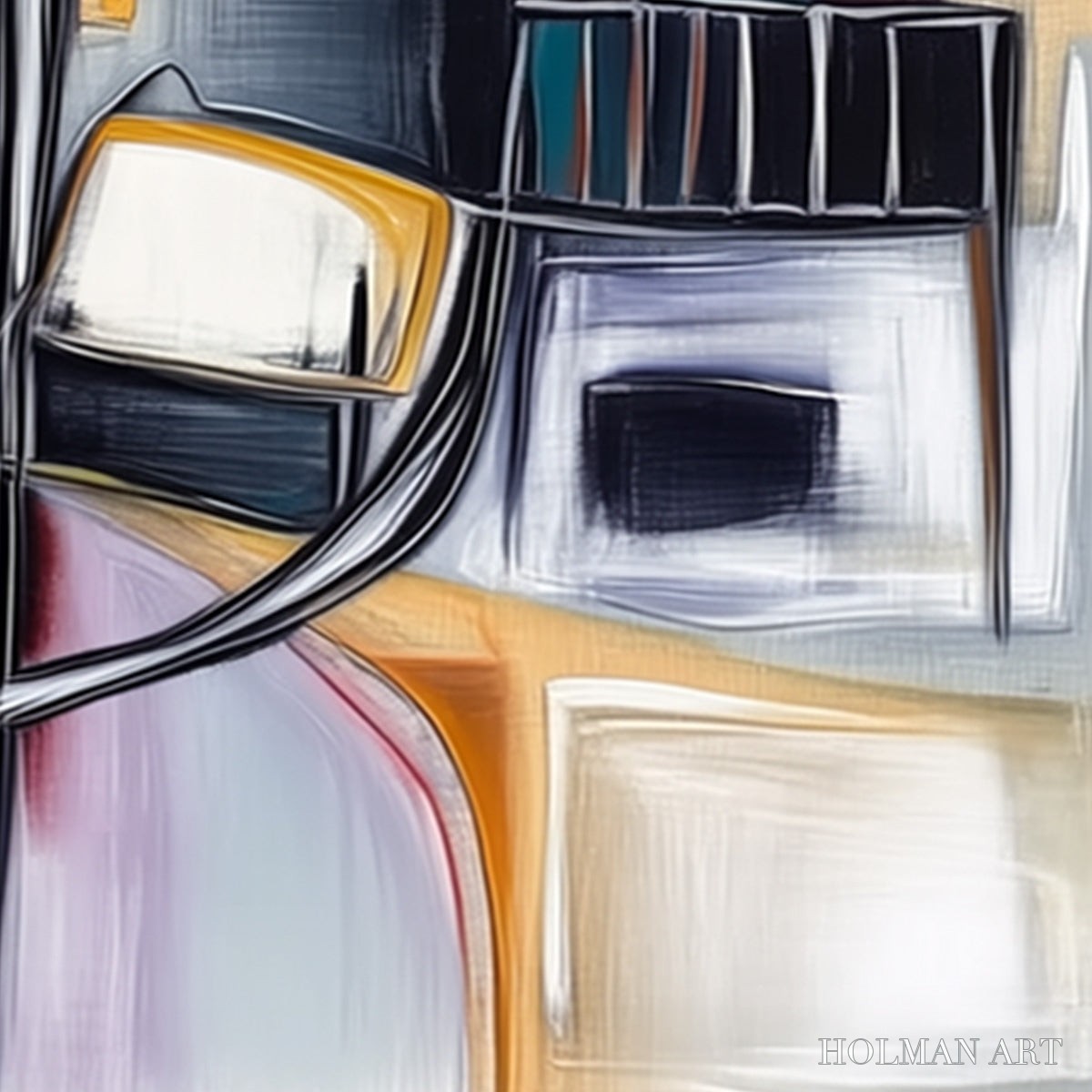 HOLMAN ART Structured Chaos – Modern Square Abstract Painting with Architectural Lines - image 3