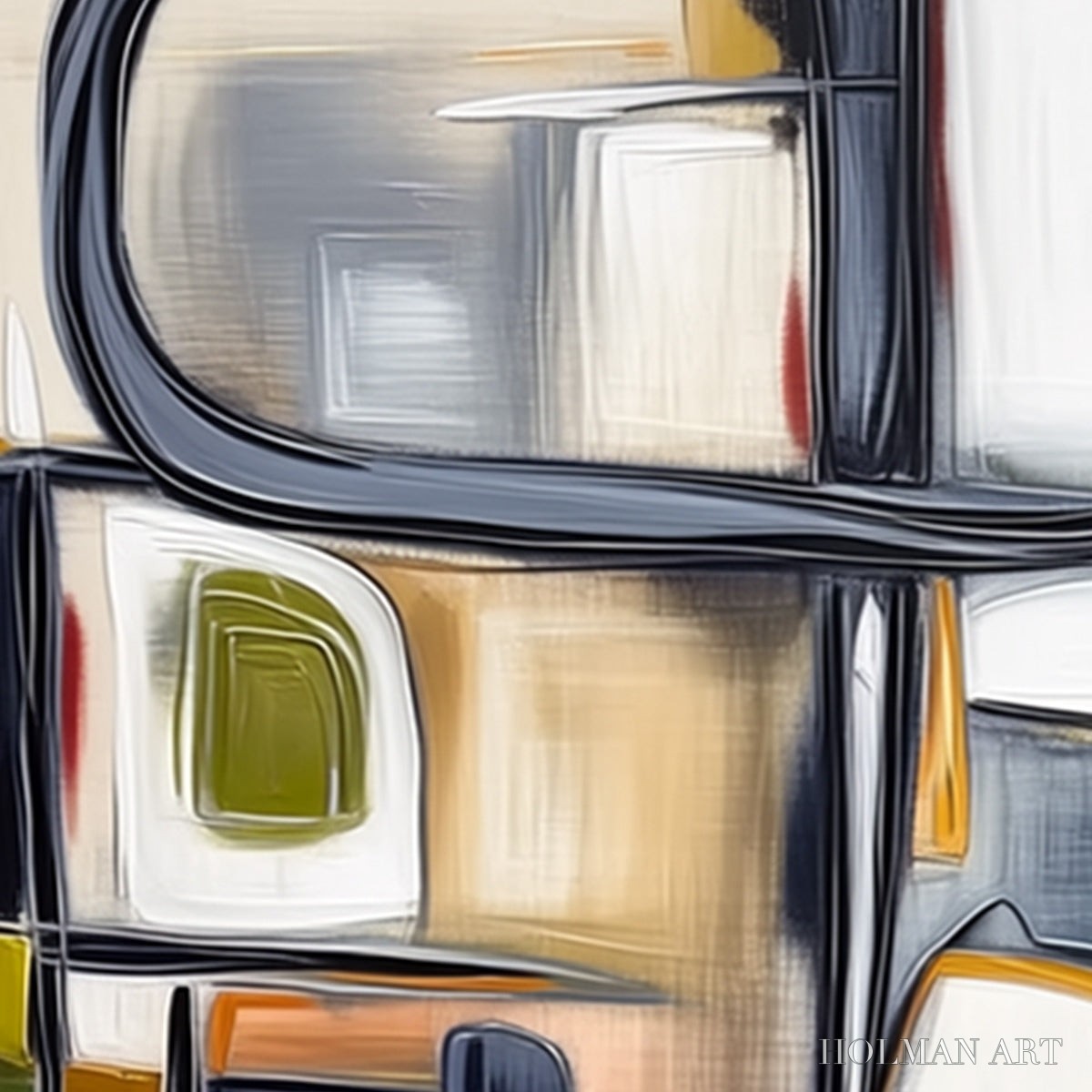 HOLMAN ART Structured Chaos – Modern Square Abstract Painting with Architectural Lines - image 5