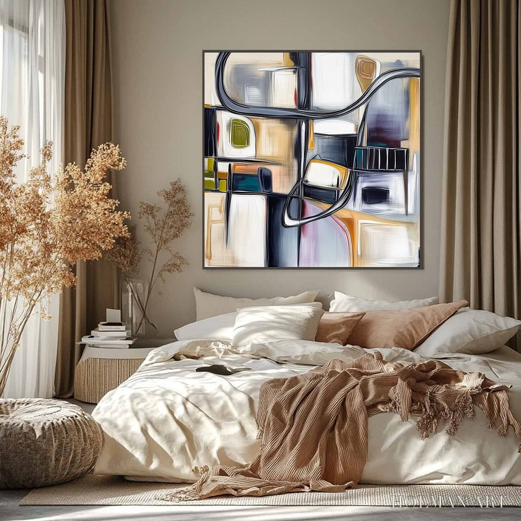 HOLMAN ART Structured Chaos – Modern Square Abstract Painting with Architectural Lines - image 6