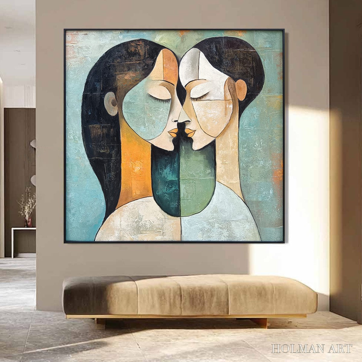 HOLMAN ART Ready to Ship | Unity in Contrast | 28''X28'' | 70x70cm | Black Frame - image 1