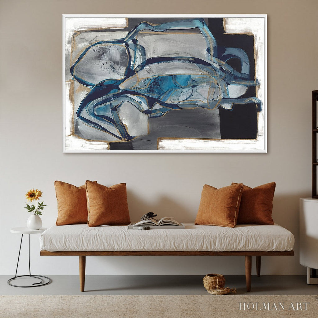 HOLMAN ART Azure Depths – Abstract Blue and Gold Oil Painting - image 5