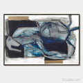 HOLMAN ART Indigo Dreamscape – Abstract Blue and Gold Oil Painting - image 1