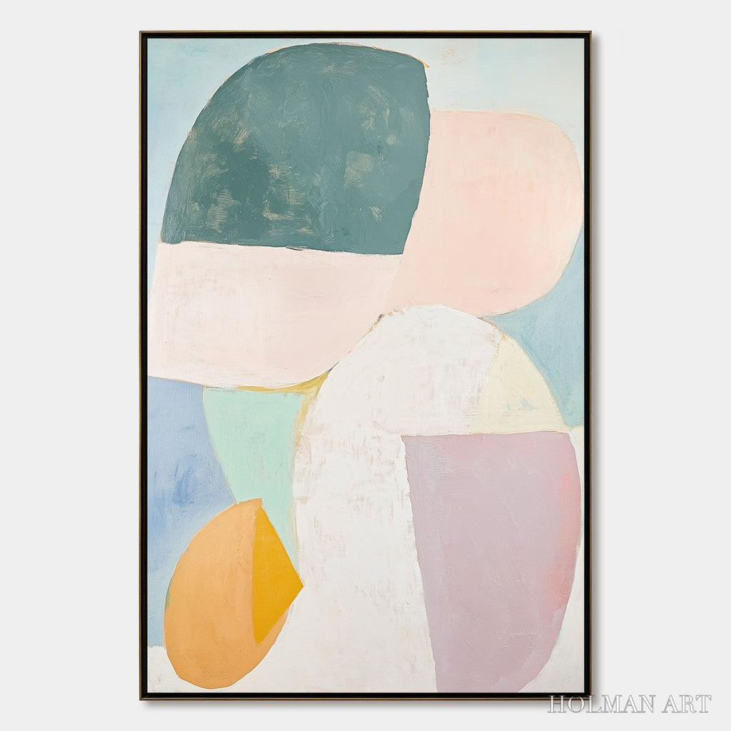 HOLMAN ART Pastel Harmony – Soft Abstract Color Block Oil Painting - image 1