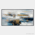HOLMAN ART Golden Drift – Abstract Blue and Gold Oil Painting - image 1