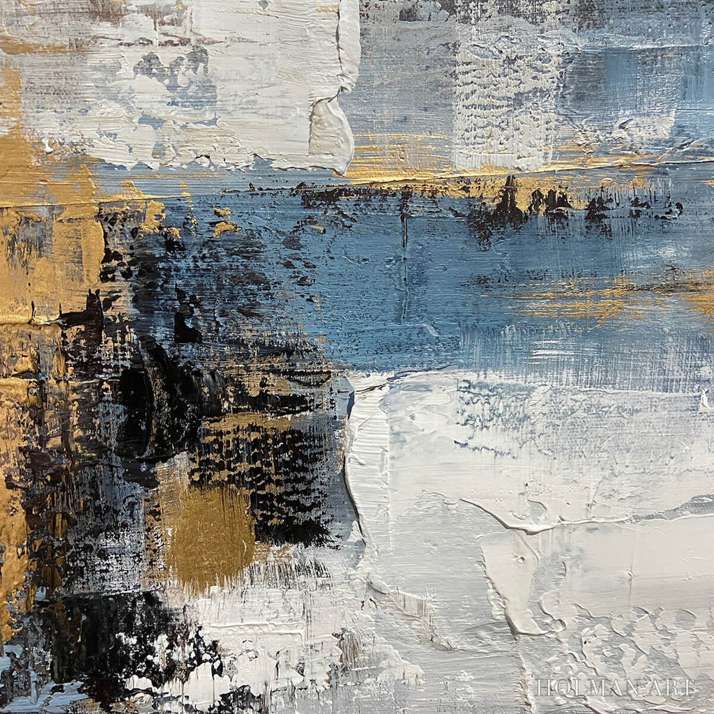HOLMAN ART Golden Drift – Abstract Blue and Gold Oil Painting - image 3