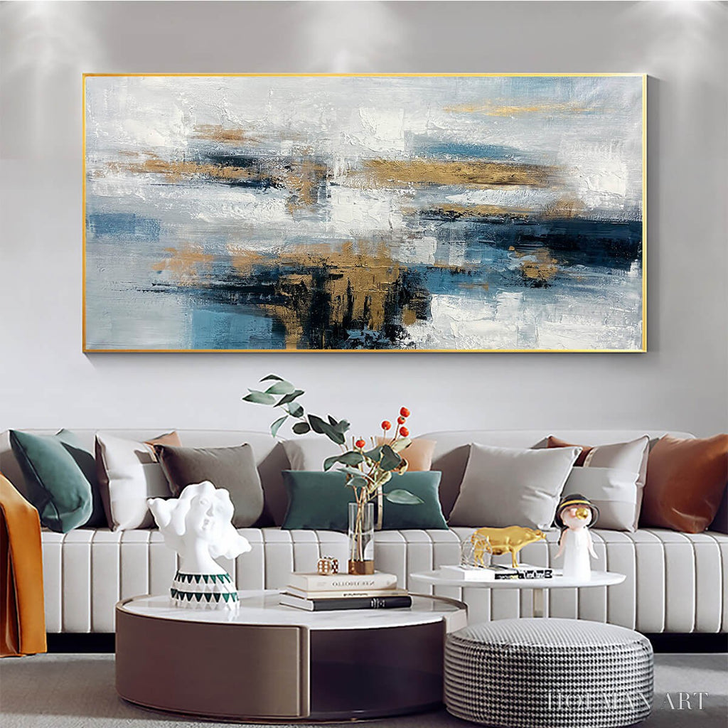 HOLMAN ART Golden Drift – Abstract Blue and Gold Oil Painting - image 6