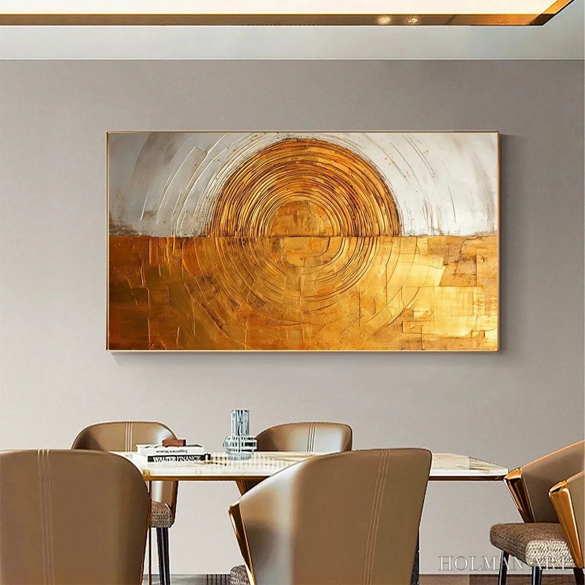 HOLMAN ART Golden Era – Panoramic Abstract Oil Painting with Gold and Silver - image 3