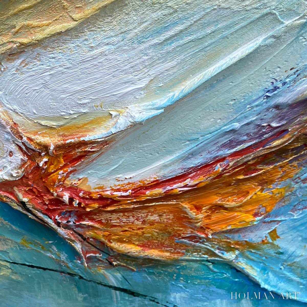 HOLMAN ART Coral Reef – Panoramic Abstract Blue and Orange Oil Painting - image 6