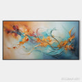 HOLMAN ART Serene Dawn – Panoramic Abstract Teal and Gold Oil Painting - image 1