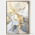 HOLMAN ART Ethereal Gold – Abstract White, Grey and Gold Oil Painting - image 1
