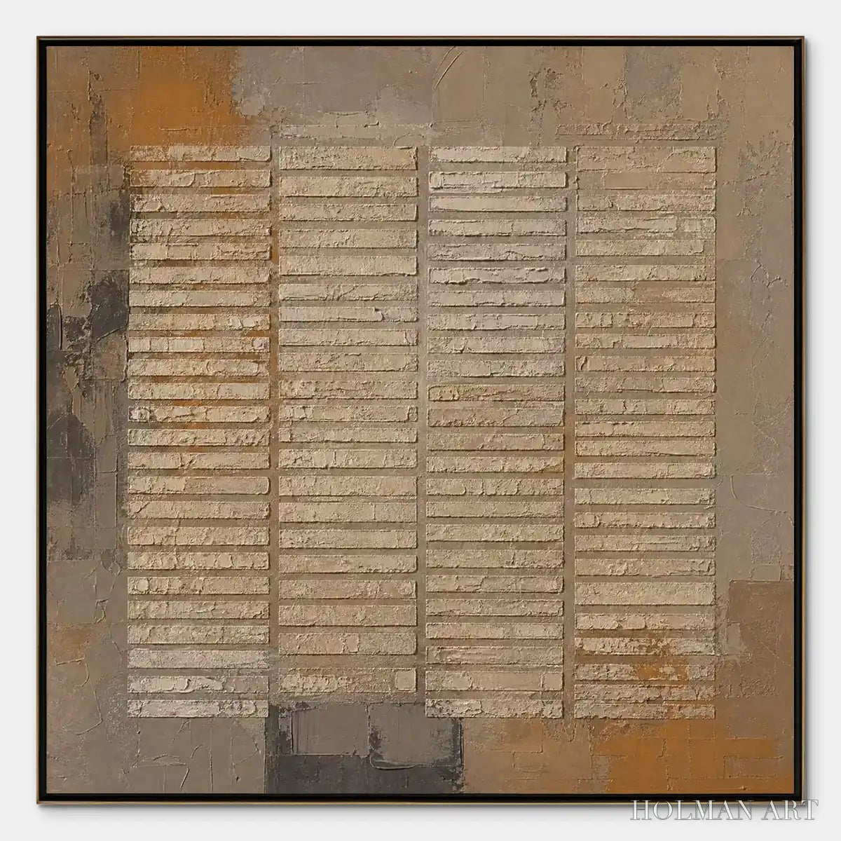 HOLMAN ART Earthen Grid – Rustic Grid Texture Abstract - image 1