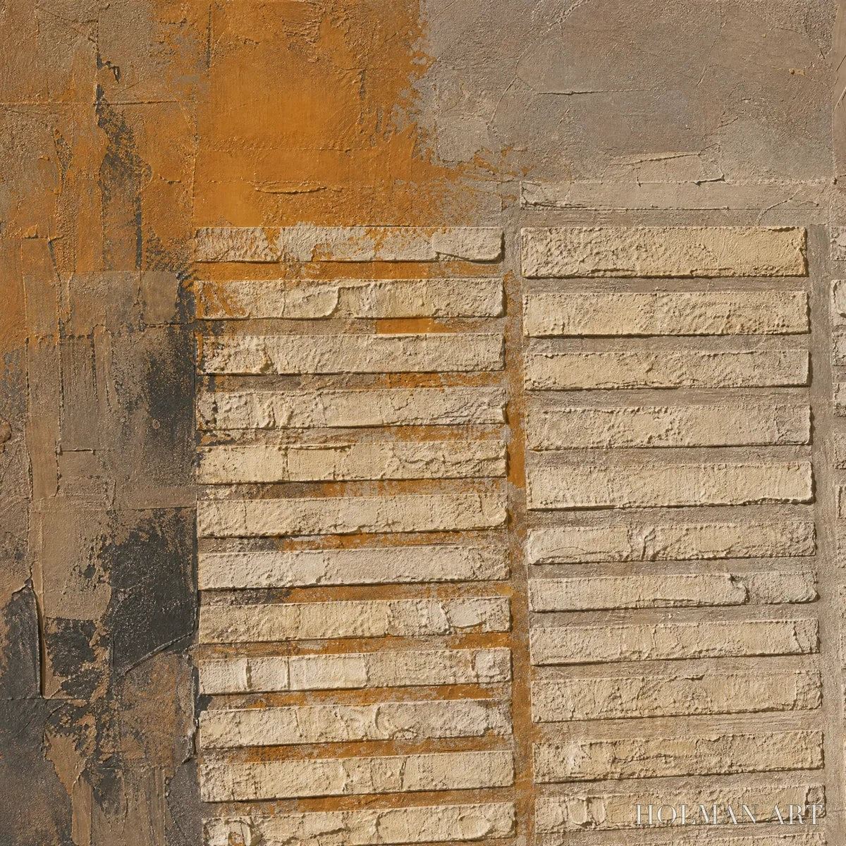 HOLMAN ART Earthen Grid – Rustic Grid Texture Abstract - image 3