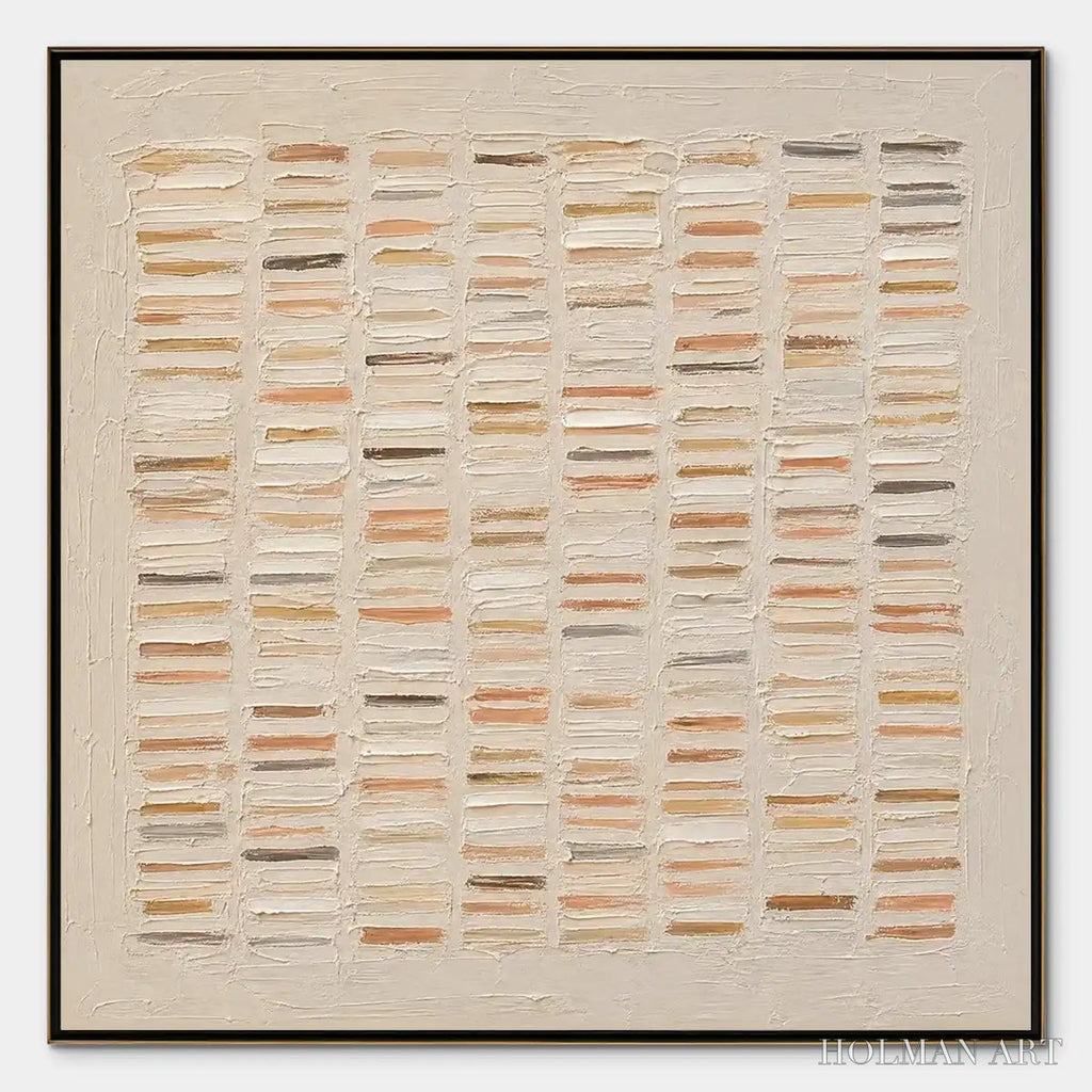 HOLMAN ART Warm Stone Geometry – Warm Beige Geometric Texture Painting - image 1