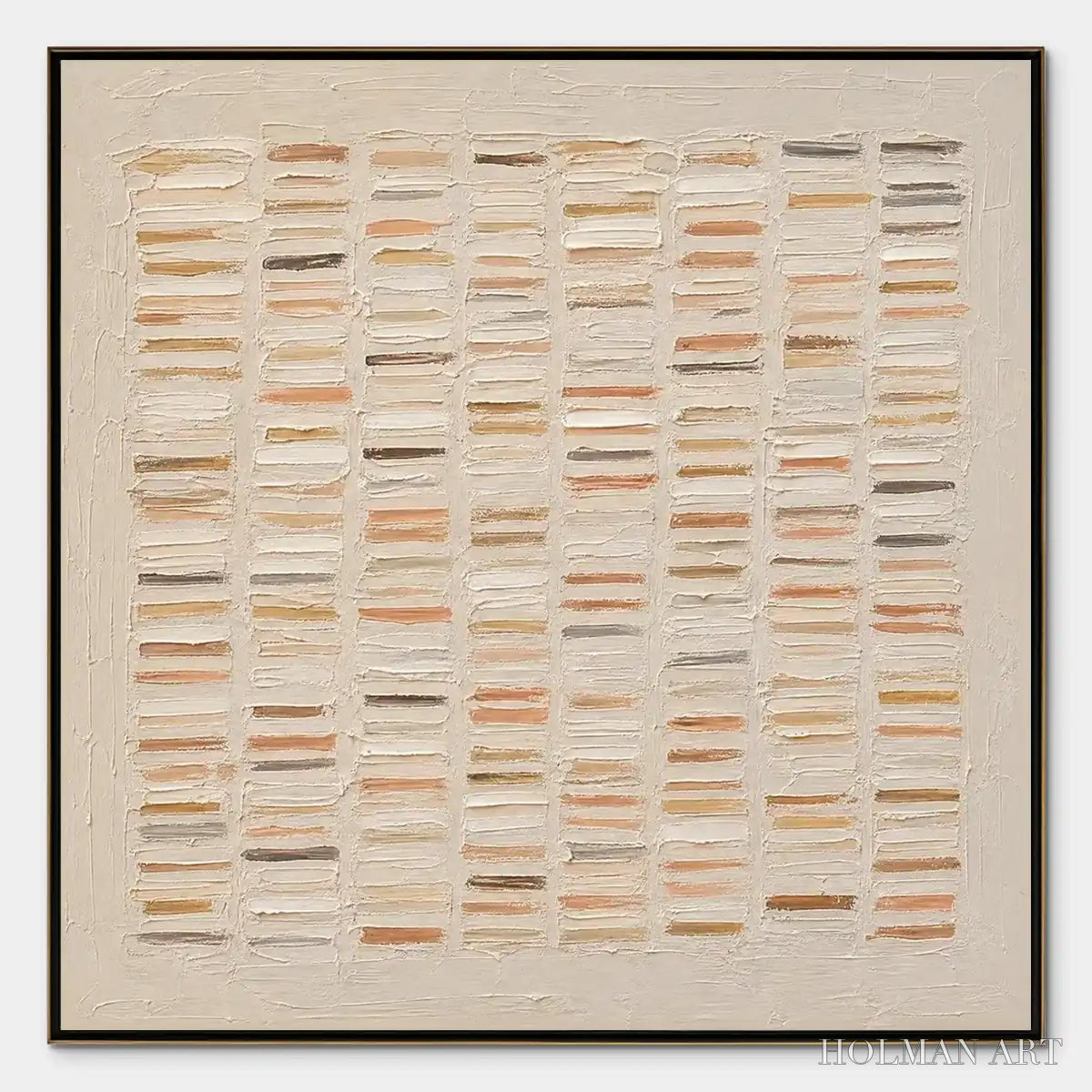 HOLMAN ART Warm Stone Geometry – Warm Beige Geometric Texture Painting - image 1