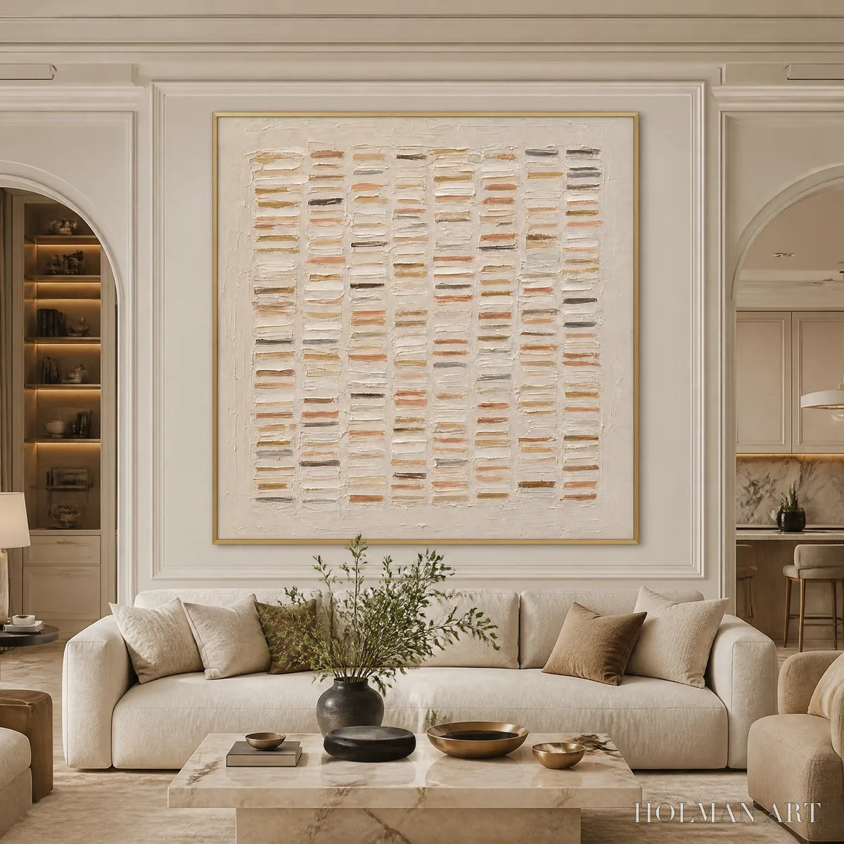 HOLMAN ART Warm Stone Geometry – Warm Beige Geometric Texture Painting - image 5