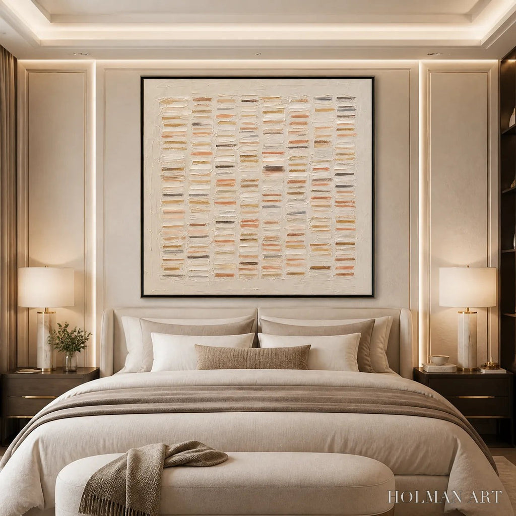 HOLMAN ART Warm Stone Geometry – Warm Beige Geometric Texture Painting - image 6