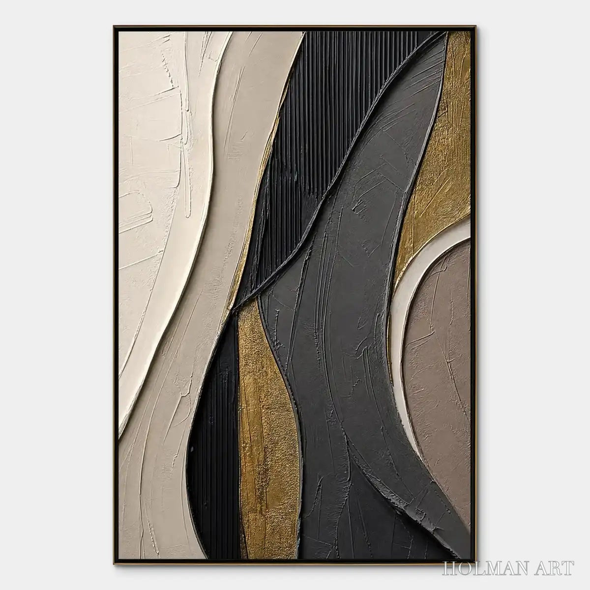 HOLMAN ART Golden Balance – Black Gold Geometric Abstract - image 1
