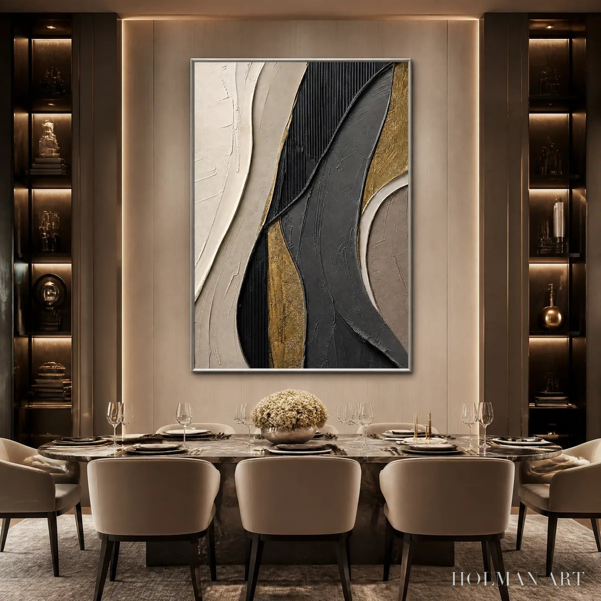 HOLMAN ART Golden Balance – Black Gold Geometric Abstract - image 2