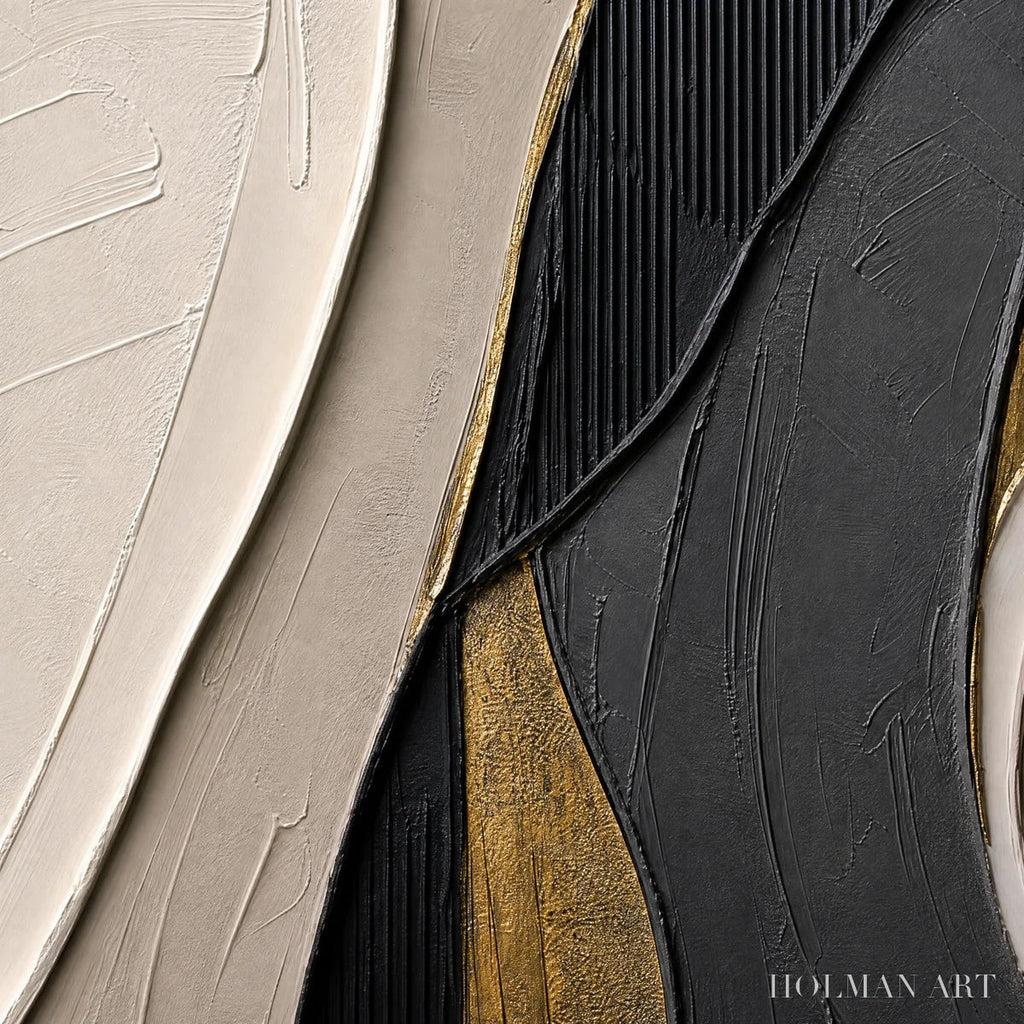 HOLMAN ART Golden Balance – Black Gold Geometric Abstract - image 3