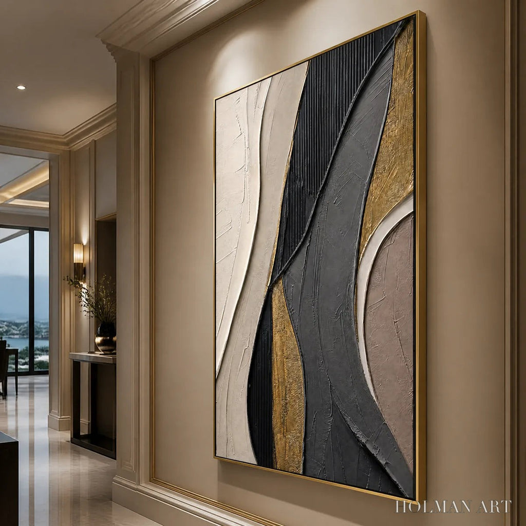 HOLMAN ART Golden Balance – Black Gold Geometric Abstract - image 4