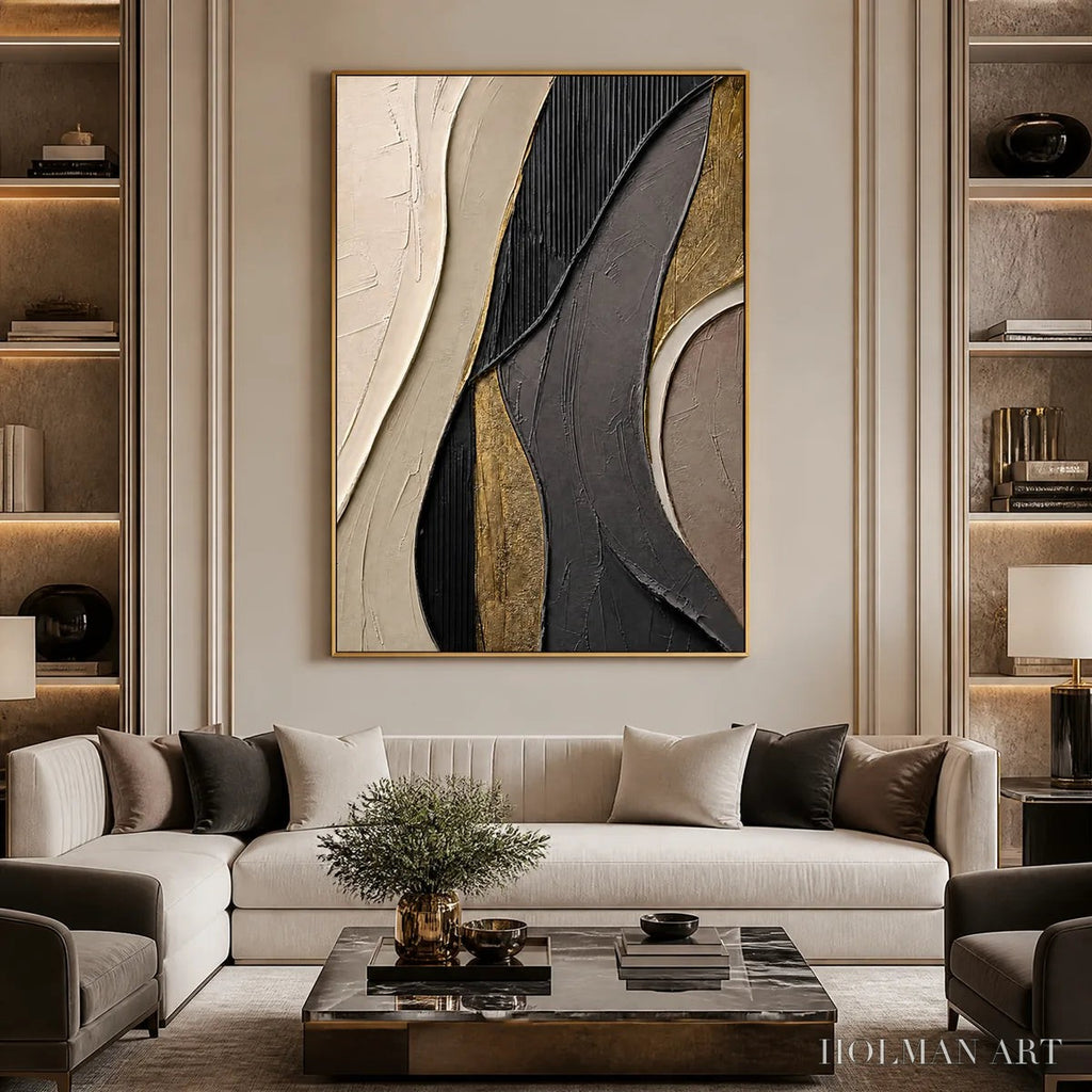 HOLMAN ART Golden Balance – Black Gold Geometric Abstract - image 5