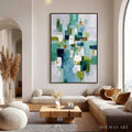 HOLMAN ART Emerald Cascade – Modern Geometric Abstract Painting in Green and Blue - image 2