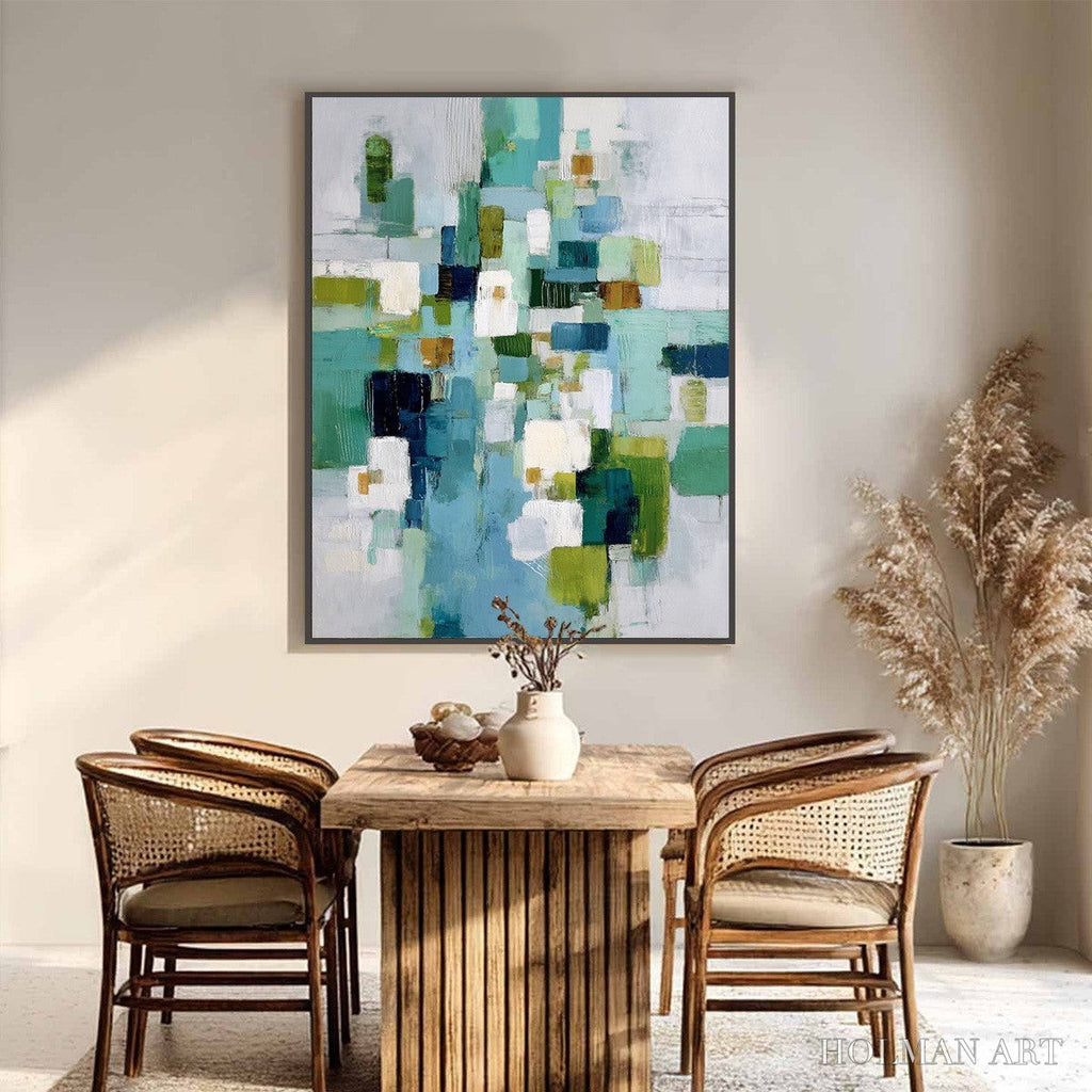 HOLMAN ART Emerald Cascade – Modern Geometric Abstract Painting in Green and Blue - image 4