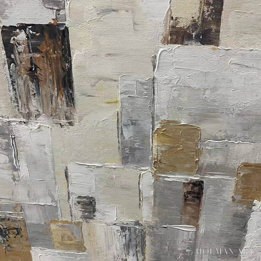 HOLMAN ART Ready to Ship | Golden Intersection – Abstract Geometric Textured Oil - image 2