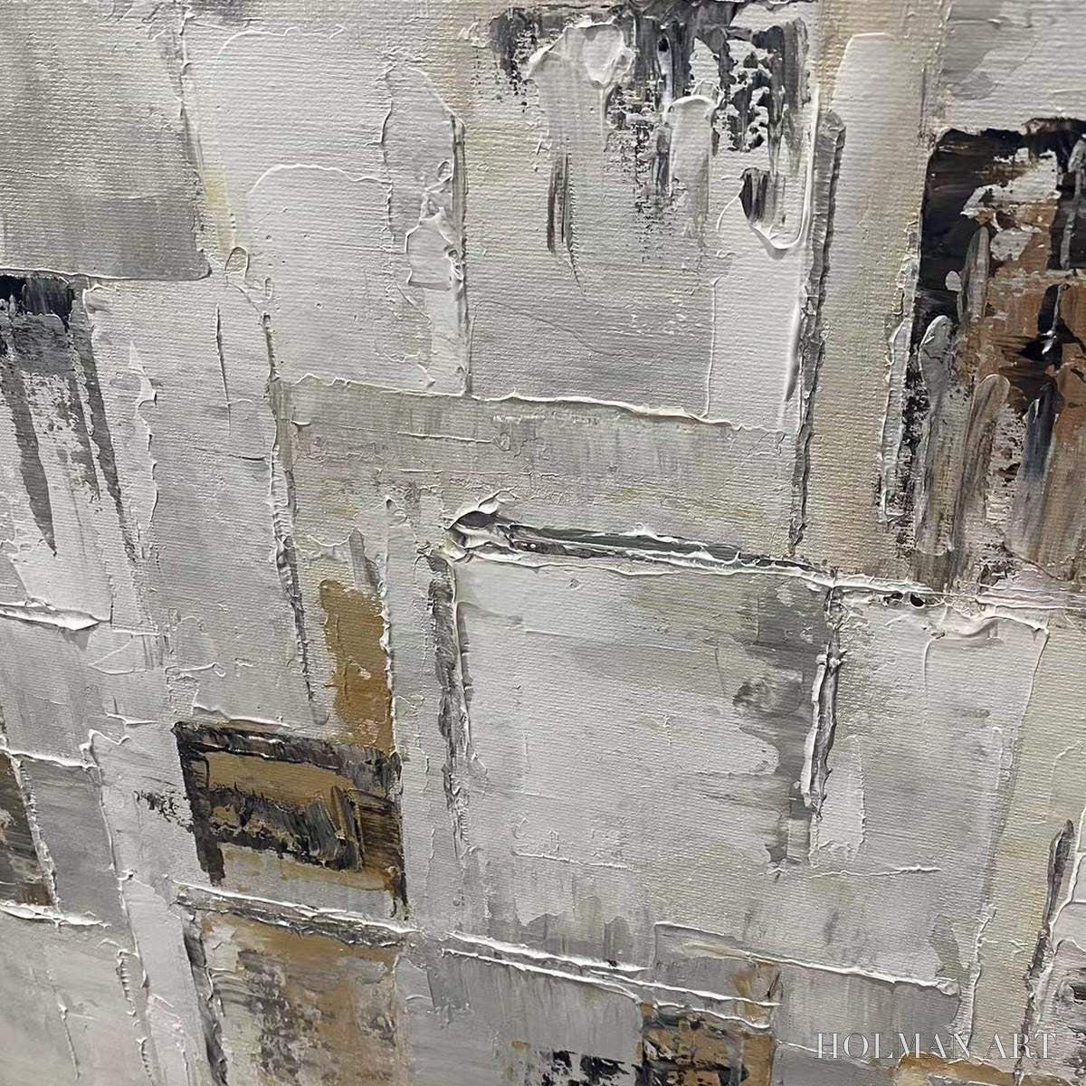 HOLMAN ART Ready to Ship | Golden Intersection – Abstract Geometric Textured Oil - image 4