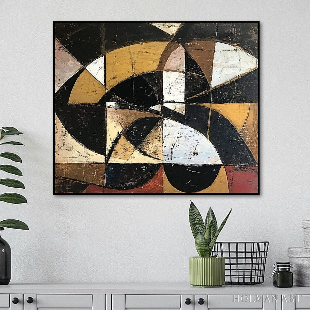 HOLMAN ART Fractured Rhythm – Textured Geometric Abstract Oil Painting - image 3