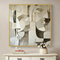 HOLMAN ART Abstract Faces – Cubist Painting, Neutral Tones , Square Canvas Art, Modern Decor - image 2