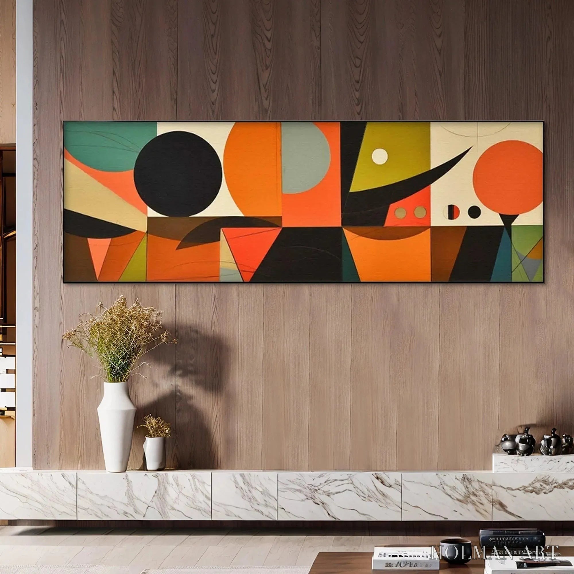 HOLMAN ART Mid-Century Modern Geometric Panoramic – Abstract Painting, Panoramic , Mid-Century Modern Decor - image 4