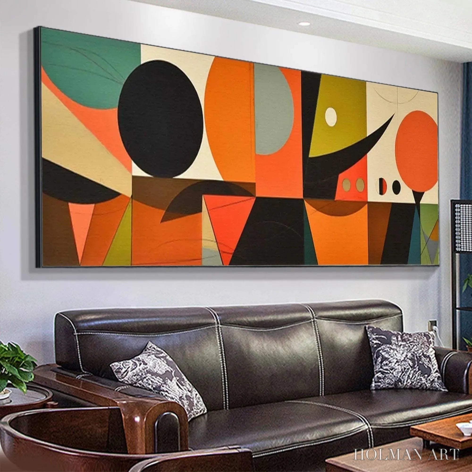HOLMAN ART Mid-Century Modern Geometric Panoramic – Abstract Painting, Panoramic , Mid-Century Modern Decor - image 5