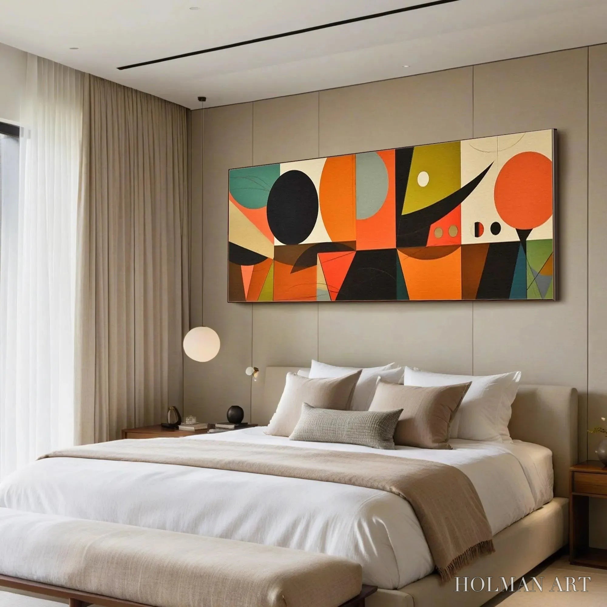 HOLMAN ART Mid-Century Modern Geometric Panoramic – Abstract Painting, Panoramic , Mid-Century Modern Decor - image 6
