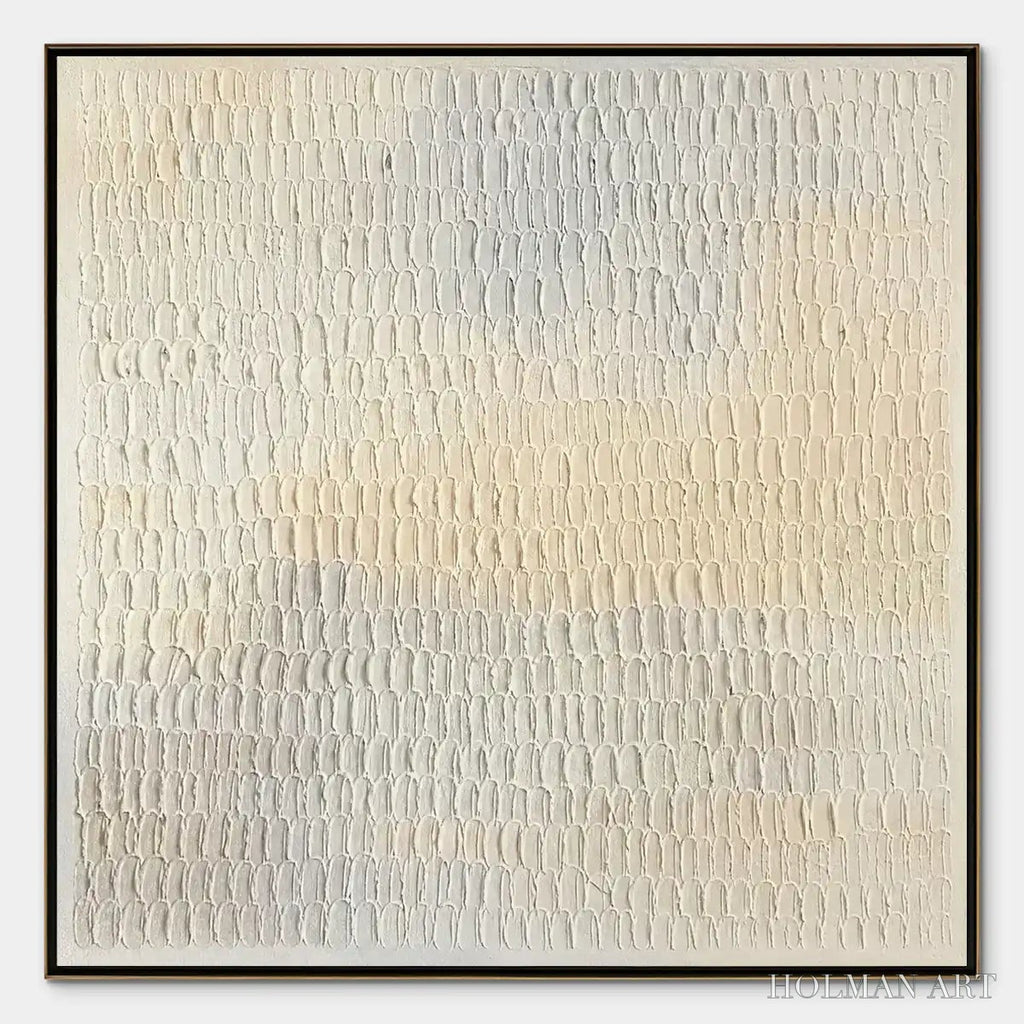 HOLMAN ART Whispered Plaster – White Textured Minimalist Abstract - image 1