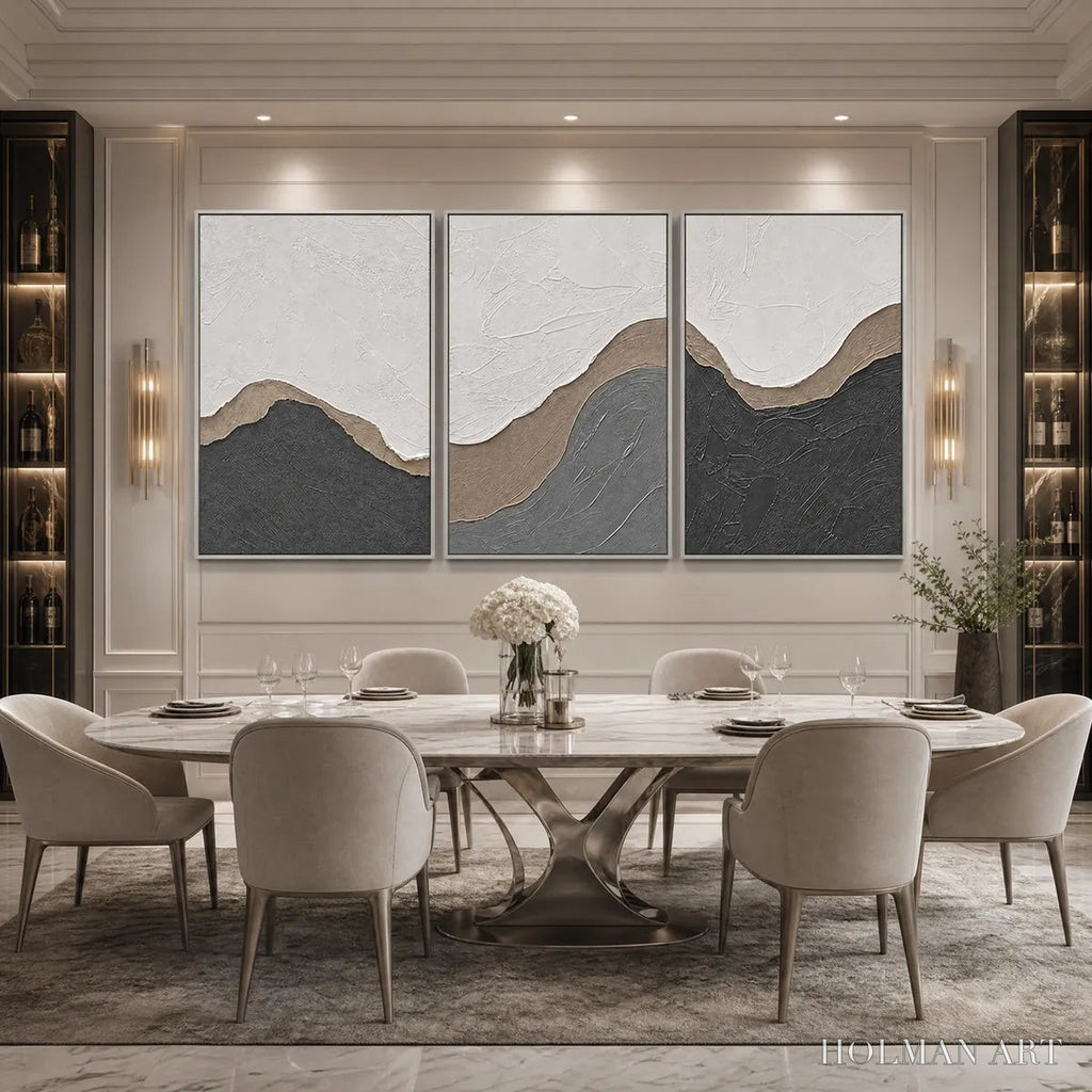 HOLMAN ART Terra Firma – Textured Minimalist Abstract Earth-Tone Triptych - image 2
