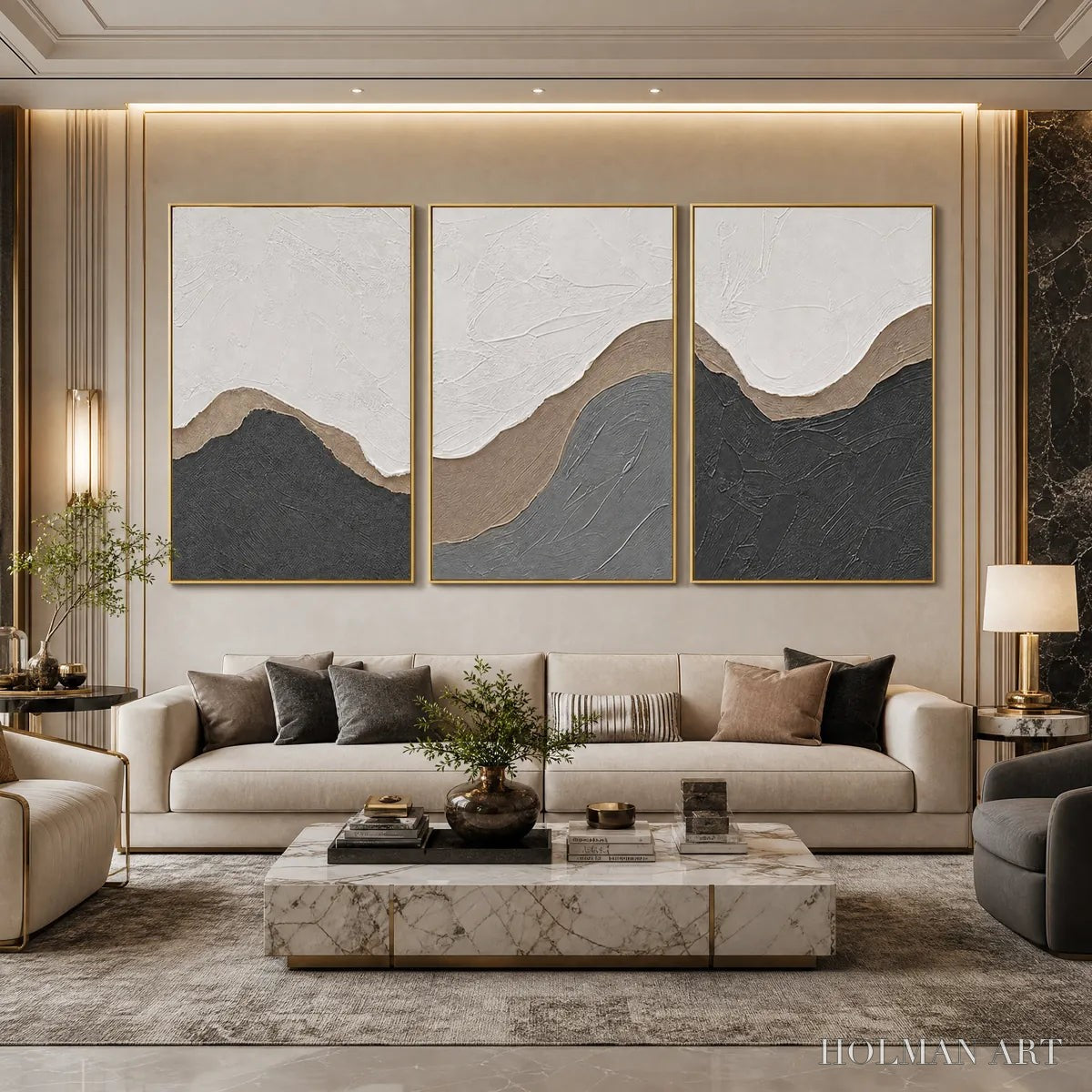 HOLMAN ART Terra Firma – Textured Minimalist Abstract Earth-Tone Triptych - image 4