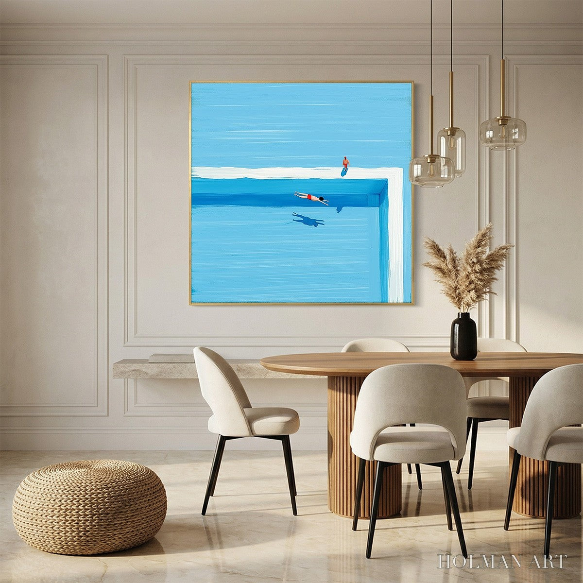 HOLMAN ART the Plunge – Minimalist Blue Art of a Summer Pool Scene - image 2