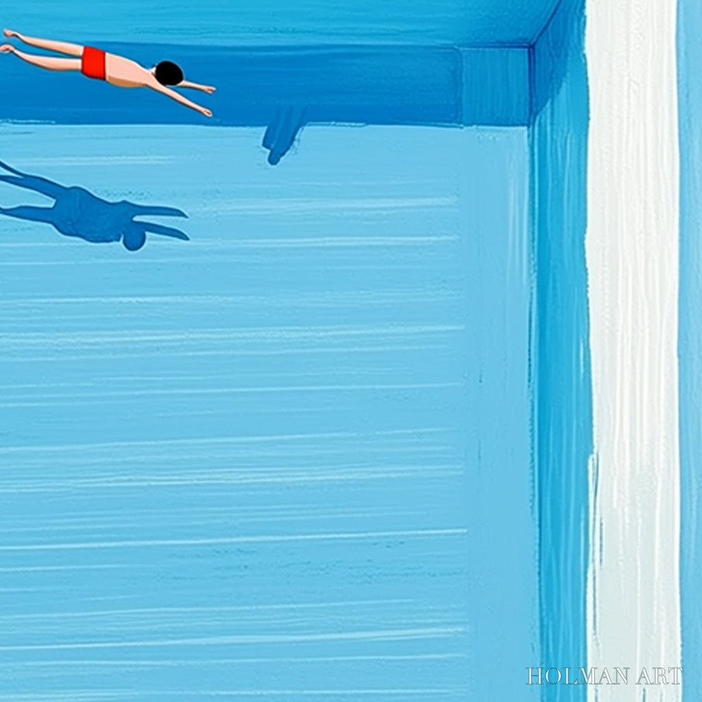 HOLMAN ART the Plunge – Minimalist Blue Art of a Summer Pool Scene - image 3