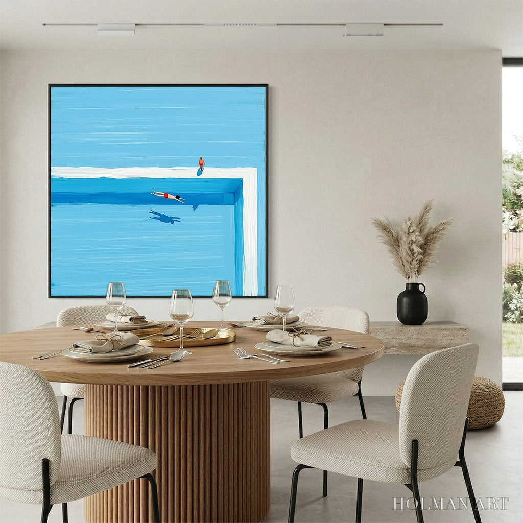 HOLMAN ART the Plunge – Minimalist Blue Art of a Summer Pool Scene - image 4