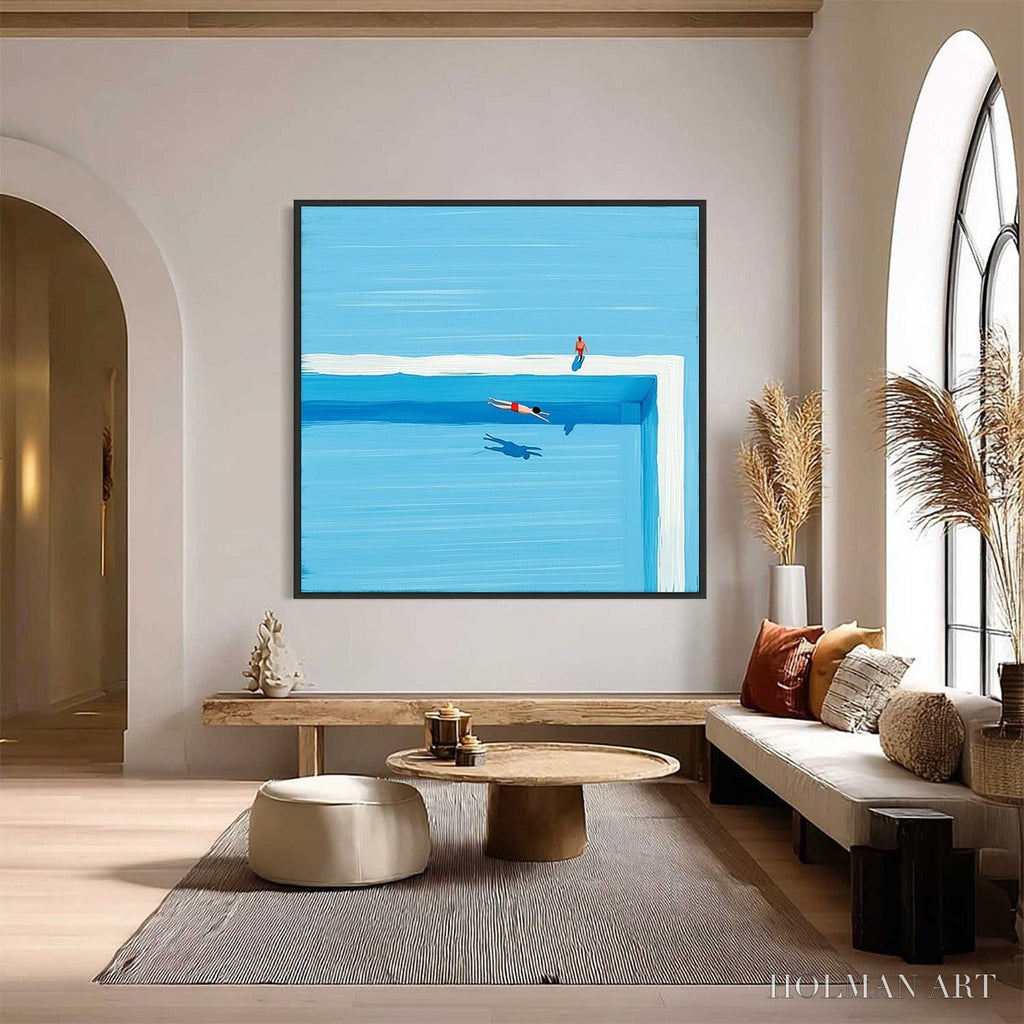 HOLMAN ART the Plunge – Minimalist Blue Art of a Summer Pool Scene - image 6