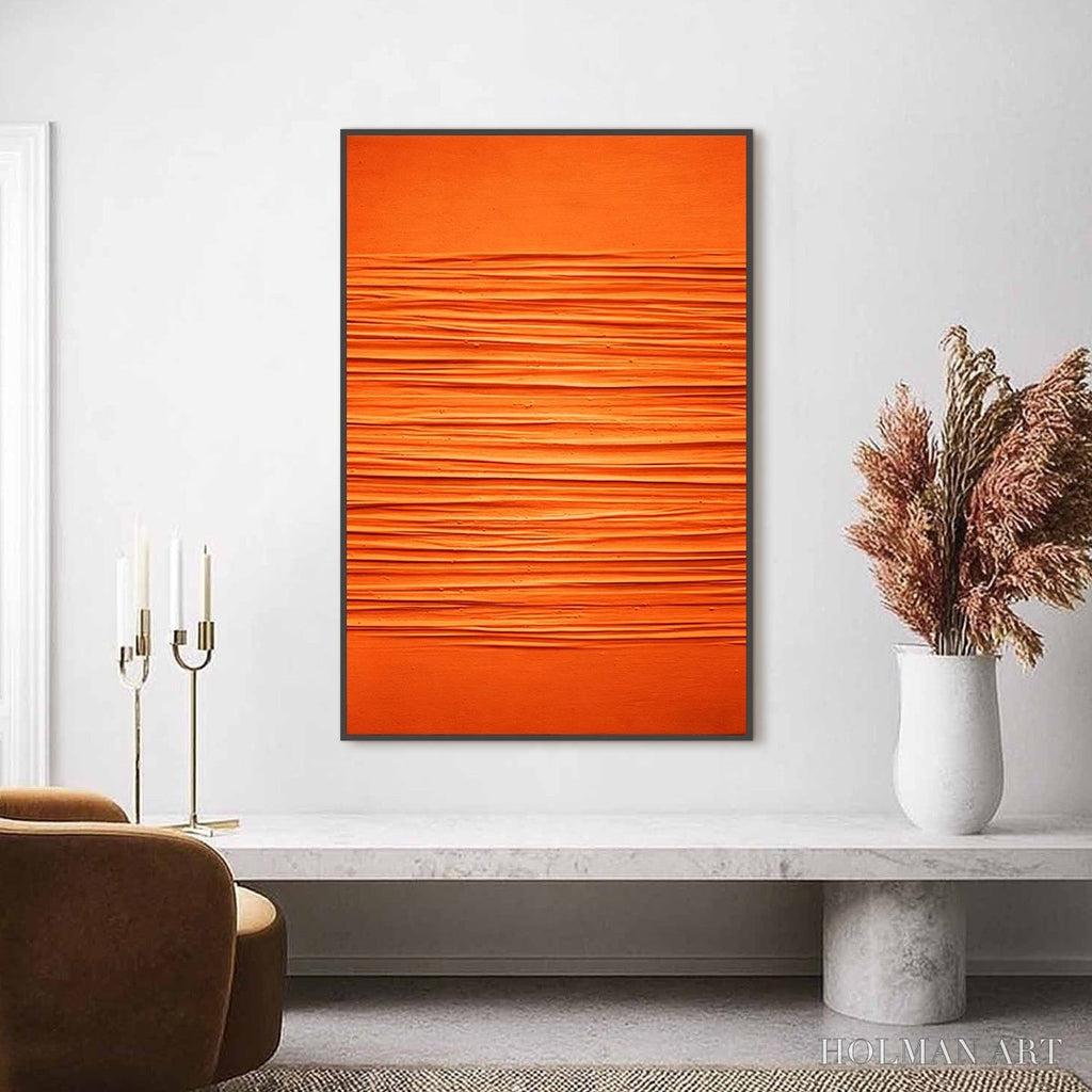 HOLMAN ART Saffron Rhythm – Vibrant Textured Minimalist Orange Painting - image 2