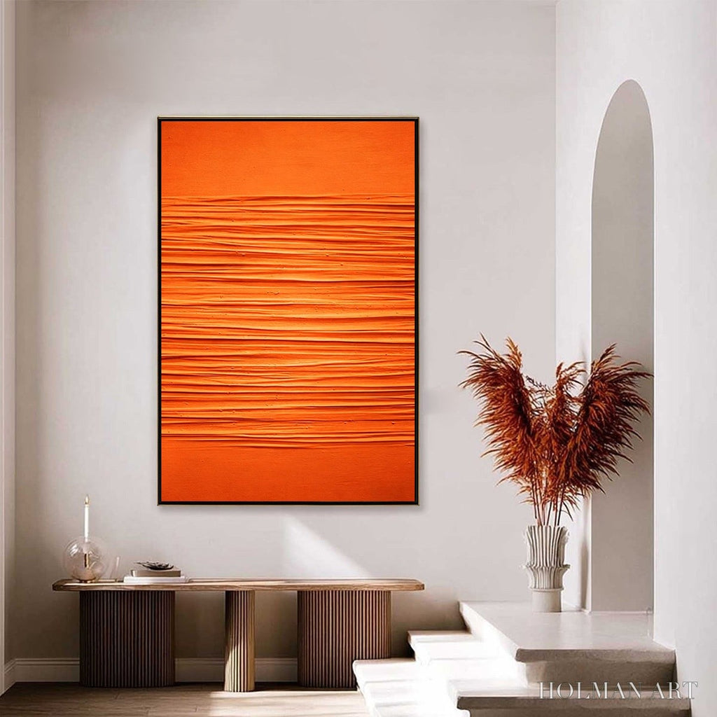 HOLMAN ART Saffron Rhythm – Vibrant Textured Minimalist Orange Painting - image 4